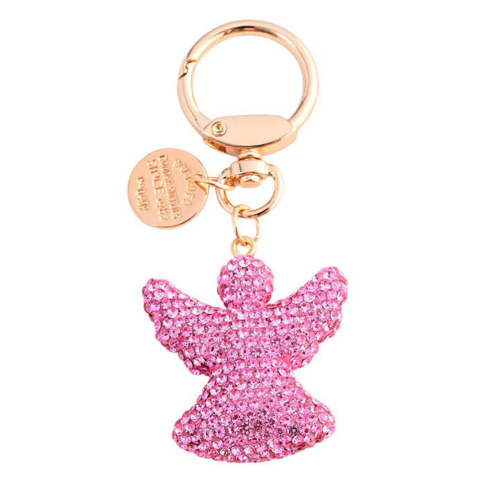 Wholesale Diamond-studded Angel Keychain,  Fully Rhinestone Car Key Pendant
