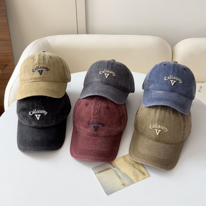 Wholesale Women's Summer New Sun Protection Hat Japanese Style Solid Color Letter Embroidery Three-Dimensional V Versatile Travel Baseball Cap Trendy