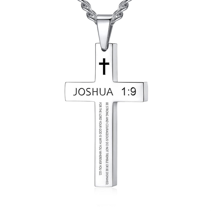 Wholesale Cross necklace titanium steel hand polished stainless steel cross engraved necklace