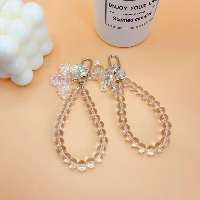 Wholesale bear butterfly mobile phone pendant crystal beaded key pendant