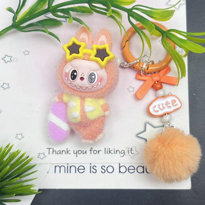 Wholesale flocked cute doll keychain pendant