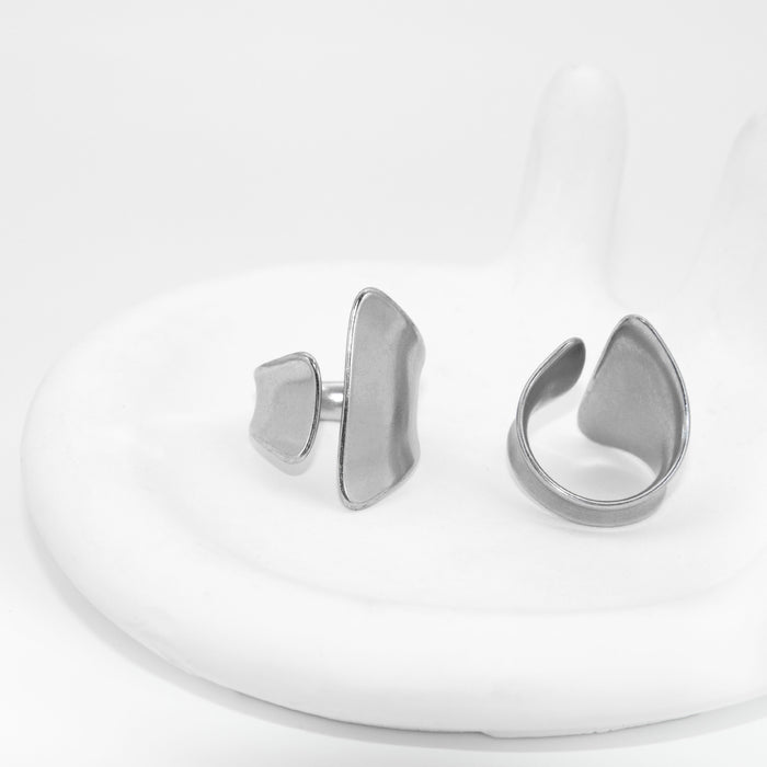 Wholesale Wide face irregular stainless steel ring, ultra wide face simple and fashionable, personalized and open design, titanium steel ring