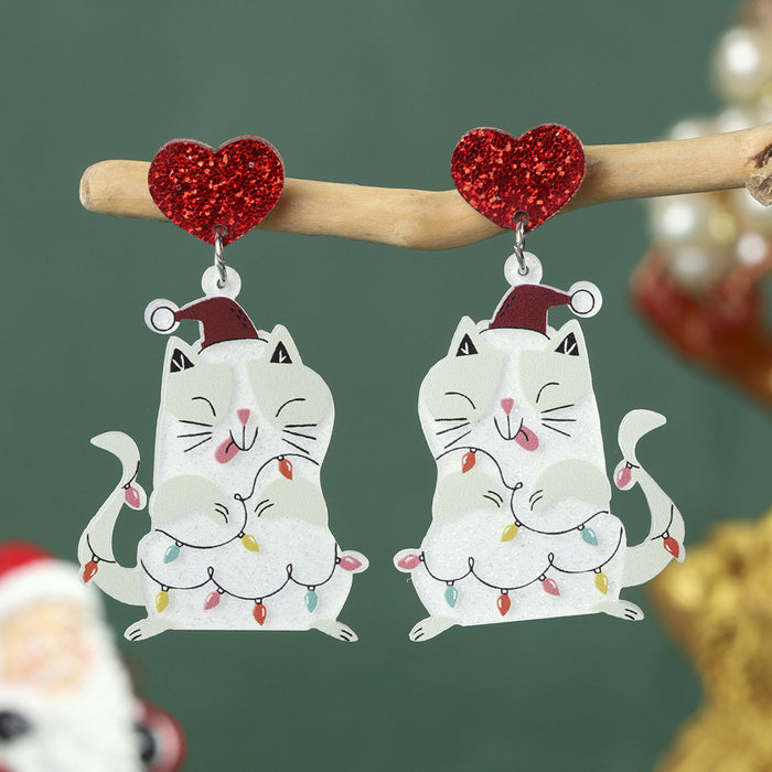 Wholesale Christmas tree earrings love acrylic earrings