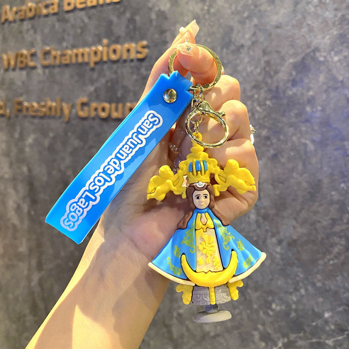 Wholesale Jesus Saint Keychain Pendant PVC Soft Glue Virgin Bag Car Key Chain Jewelry Gift