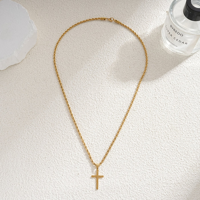 Wholesale Twist Chain Hip Hop Trendy Chain Chain Cross Pendant Men's Necklace