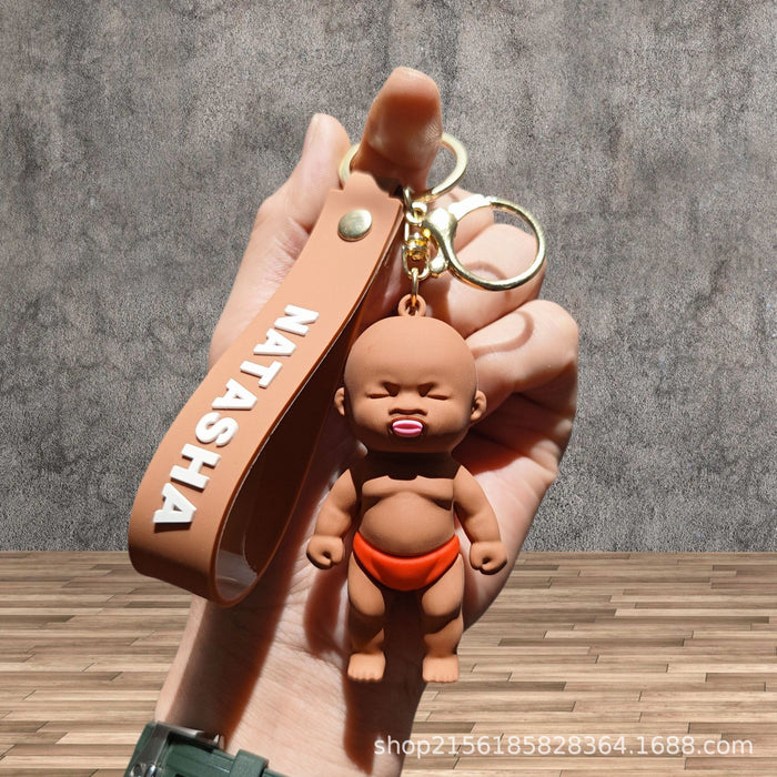 Wholesale 2pcs Cute 3D Doll Black Doll Toy Keychain