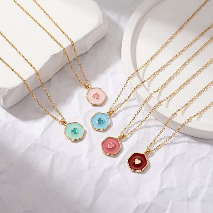 Wholesale Colorful enamel heart-shaped luminous choker  necklace for Valentine' s Day