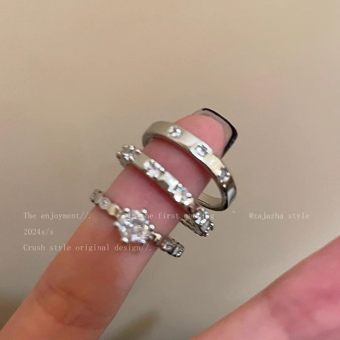 Wholesale Zircon adjustable ring with simple and cool style, niche design, index finger ring, exquisite ring