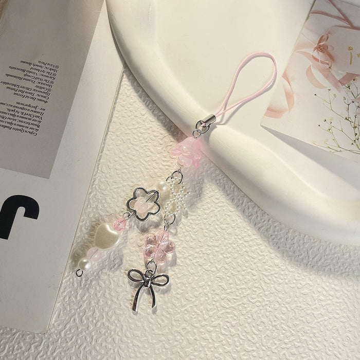 Wholesale Cute beaded phone charm keychain
