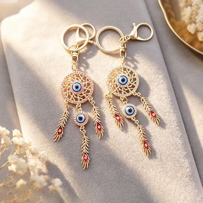 Wholesale Dream Catcher Keychain with Diamond Accents Zinc Alloy Bag Charm