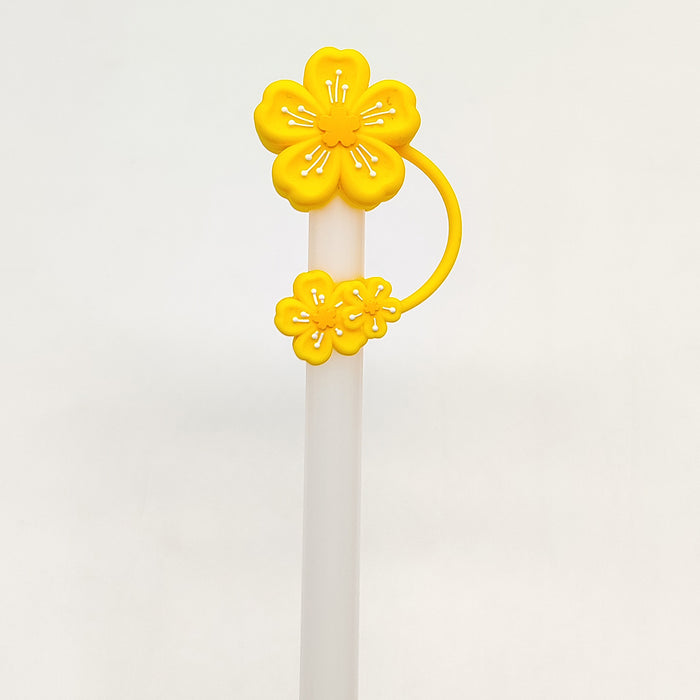 Wholesale 10pcs Flower straw cap food grade silicone straw cap suction tube cover dust cap