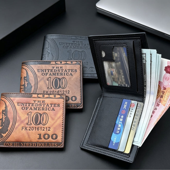 Wholesale Retro Men' s Bifold Wallet - Faux Leather Letter Pattern Multiple Card Slots - Fashion Accessory MOQ≥2