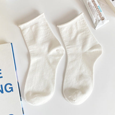 Wholesale Socks, thin, cute college cotton, solid color, mid tube socks