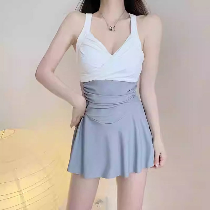 Wholesale New swimsuit with one-piece suspender, conservative skirt style, high-end feeling, vacation beach