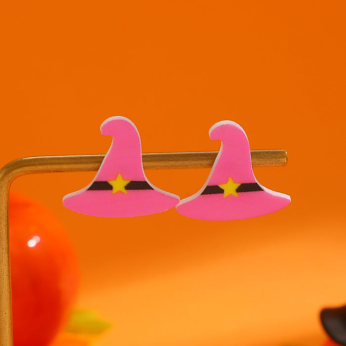 Wholesale  candy ghost hat earrings acrylic small holiday earrings cartoon cute funny earrings