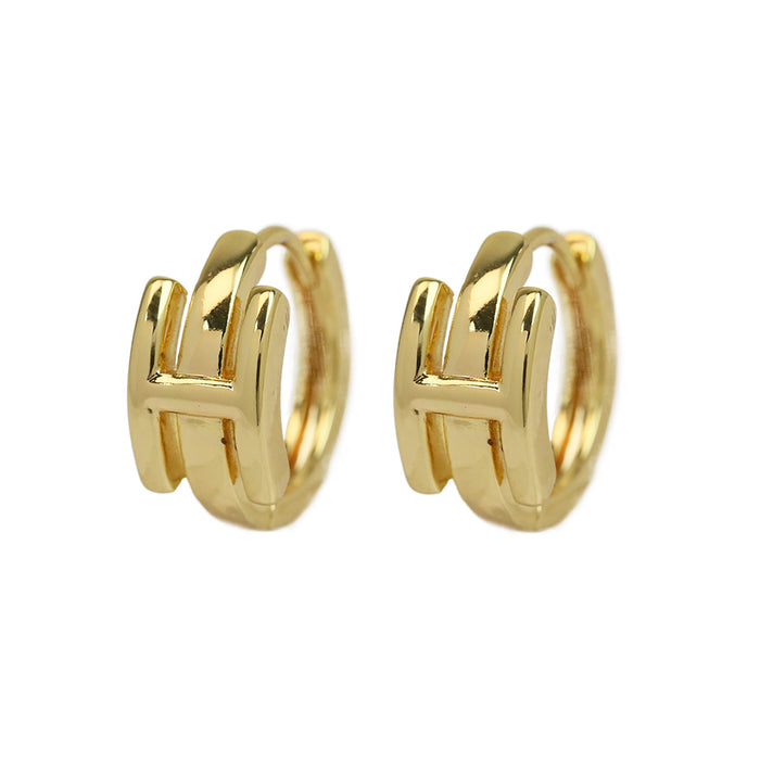 Wholesale  18k gold high-polished brass simple 26 English letters earrings