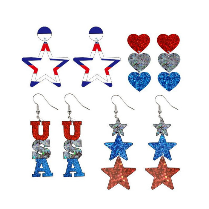 Wholesale American Independence Day Red White and Blue Striped Acrylic Earrings JDC-ES-XuePa001