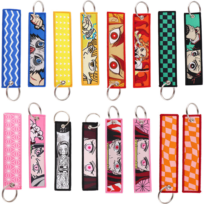 Wholesale Cartoon woven keychain lanyard  access control  ornaments fabric keychain