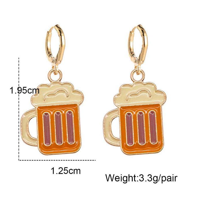 Wholesale Alloy Oil Drop Earrings Beer Red Wine Glass Coffee Gourmet Drink Pendant Earrings