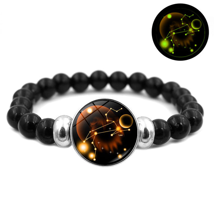 Wholesale Luminous Twelve Constellations Black Handmade Beaded Bracelet