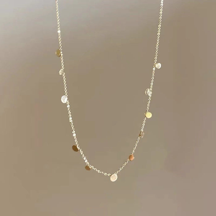 Wholesale Baroque pearl crescent silver necklace summer color zircon moon clavicle necklace