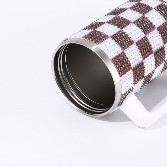Wholesale Checkerboard Rhinestone 40oz Insulated Tumbler Stainless Steel