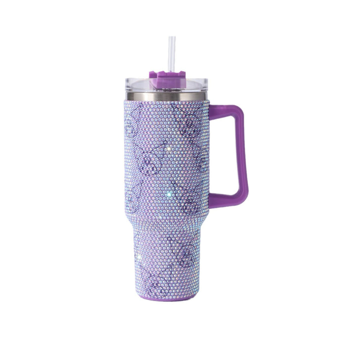 Wholesale Cartoon Rhinestone 40oz Stainless Steel Tumbler with Handle and Straw MOQ≥2