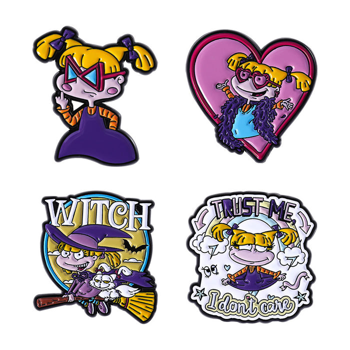 Wholesale Cartoon little girl brooch animation metal badge