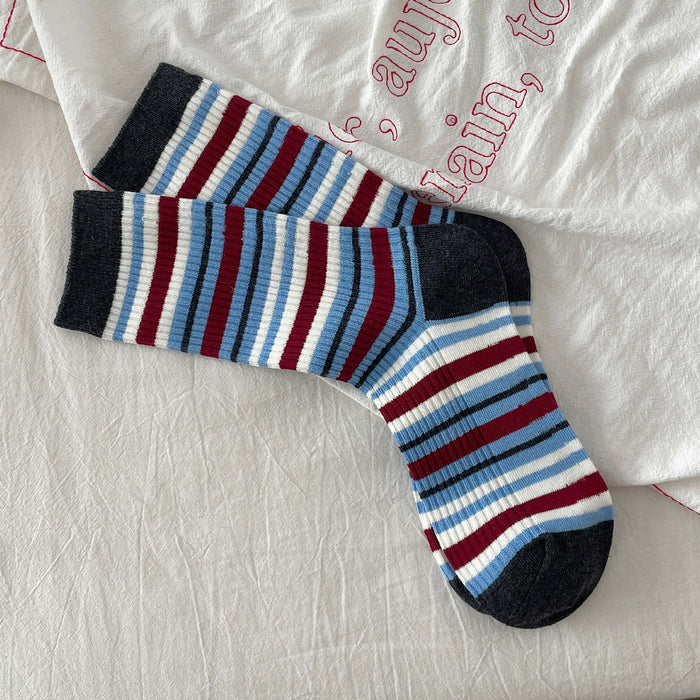 Wholesale Socks made of cotton, mid tube socks, striped pile socks, long socks