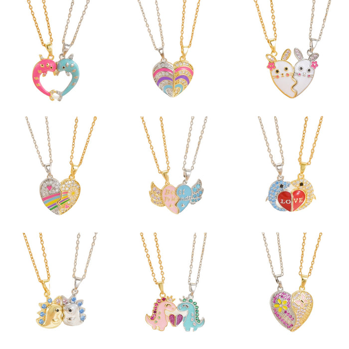 Wholesale Cartoon rainbow heart magnetic interlocking choker necklace