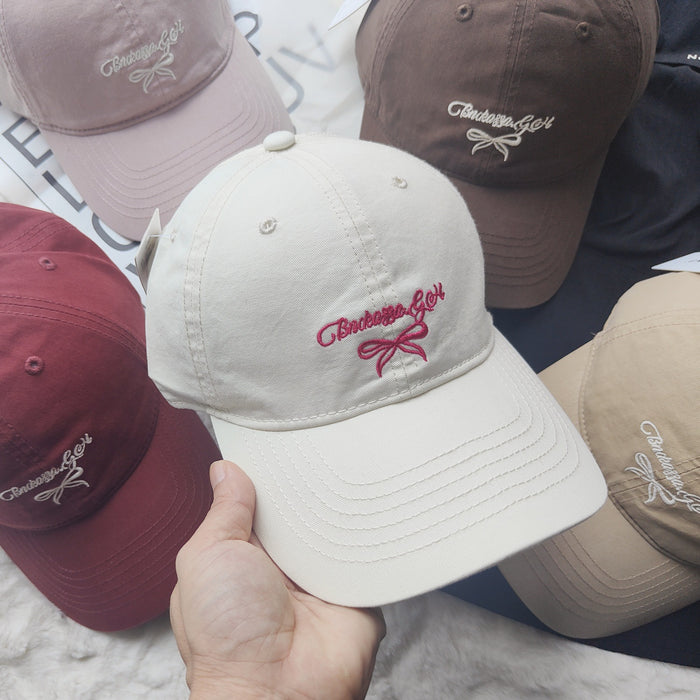 Wholesale New letter bow embroidered baseball cap, sun protection and sunshade cap, duckbill cap