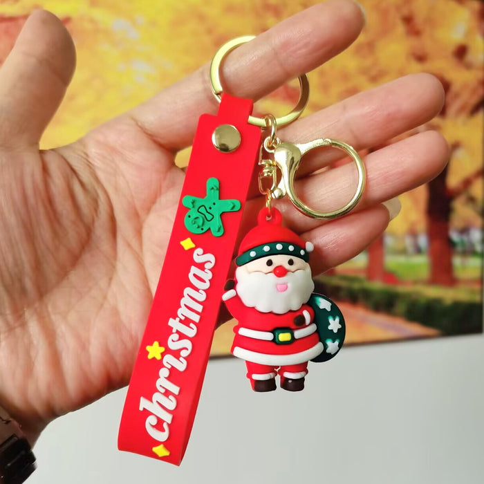 Wholesale Silicone Christmas Keychain Cute Cartoon Pendant