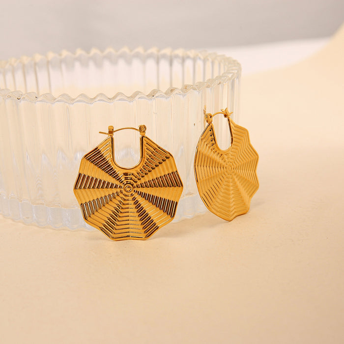 Wholesale New titanium steel earrings with water ripple mesh earrings, high-end stainless steel exaggerated earrings