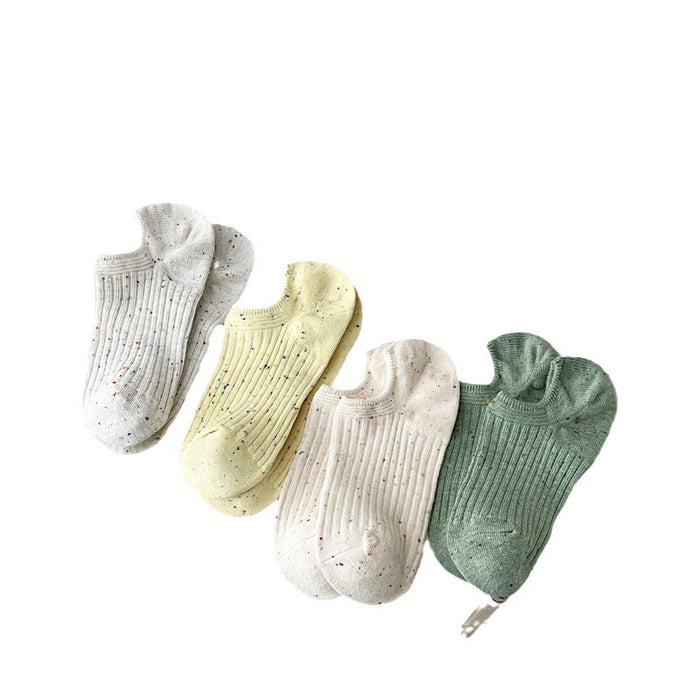 Wholesale Socks, dotted yarn, boat socks, double needle vertical stripes, invisible socks, adhesive anti slip short tube socks