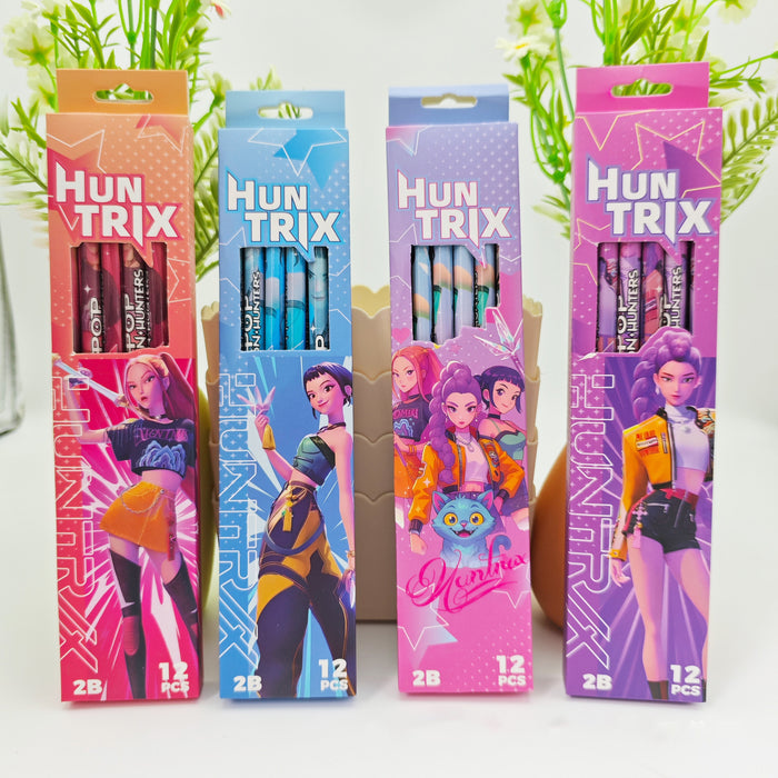 Wholesale Cartoon K-Pop Hunter Girl Group 12 Boxed Pencils