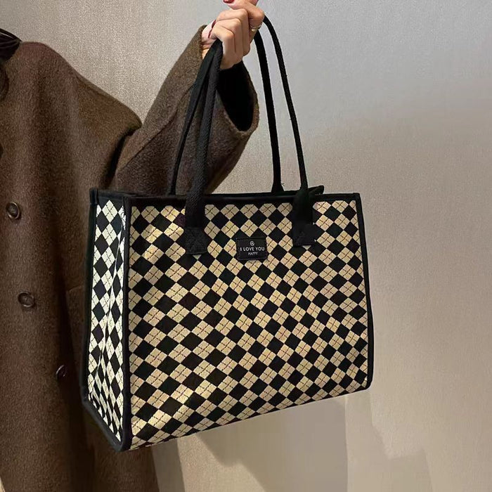 Wholesale Retro Checkerboard Underarm Bag Large Capacity All-match Portable Tote Bag Student Class Shoulder Bag