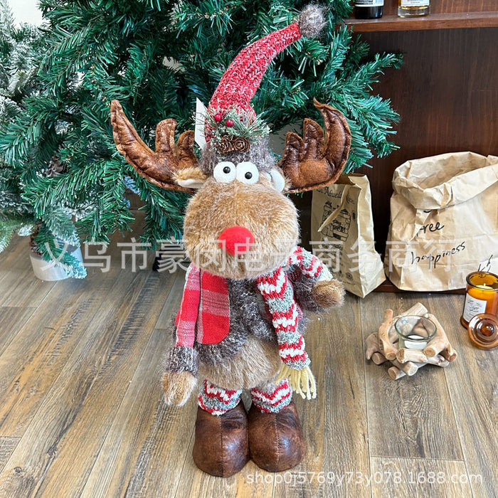 Wholesale Retractable Elk Plush Ornaments Decorations Christmas Deer Window Scene Layout Home Decoration
