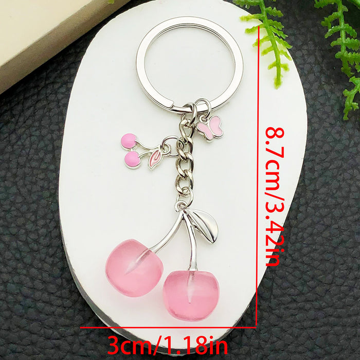 Wholesale Creative cherry-shaped enamel metal keychain