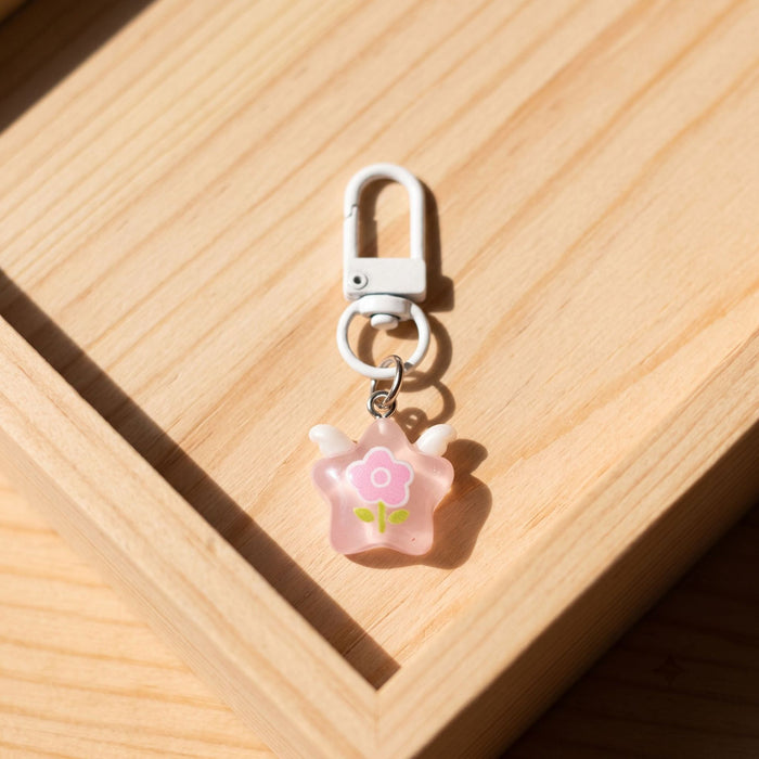 Wholesale Sparkling Resin Star Keychain Pink Cute Cloud Design Fashion Accessory Gift