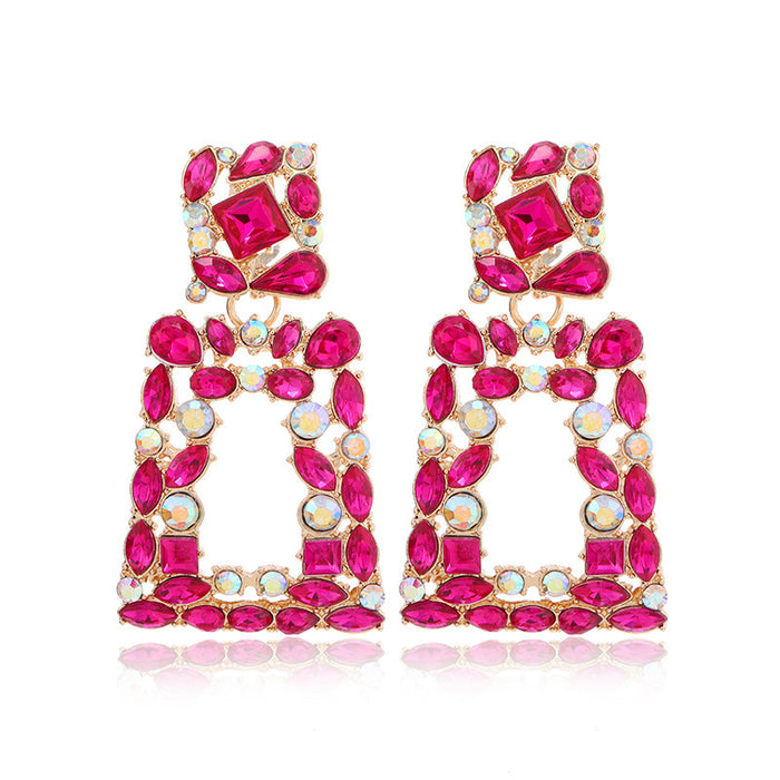 Wholesale 10pcs Rose Red Geometric Alloy Earrings JDC-ES-HengX005