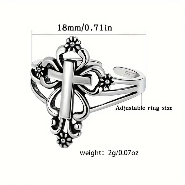 Wholesale Ring retro cross unisex flower design paired with high-quality jewelry