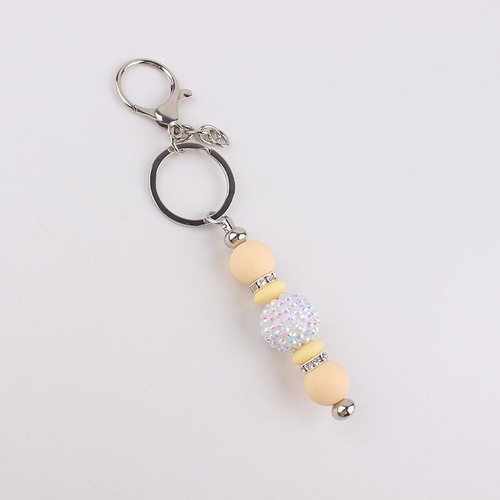 Wholesale Bling Bead Tassel Keychain Personalized Pendant Key Ring Bag Pendant Pendant Silicone Keychain