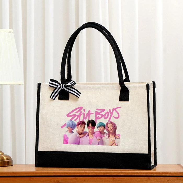 Wholesale Cartoon Print  Canvas Bag  Convenient Handheld Tote Bag