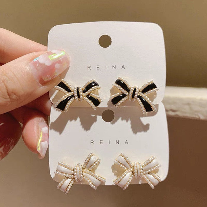 Wholesale Silver needle bow earrings cute earrings earrings earrings earrings versatile temperament