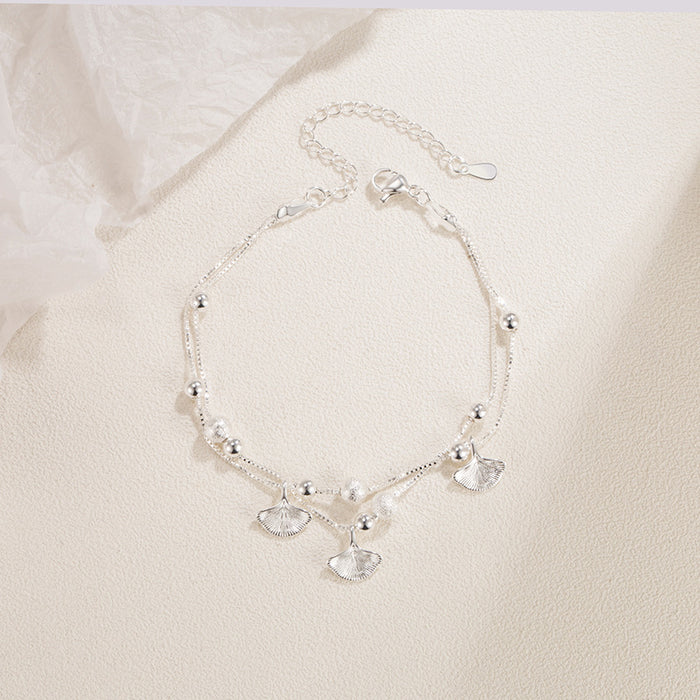 Wholesale Silver plated double-layer pendant bracelet, niche design, versatile
