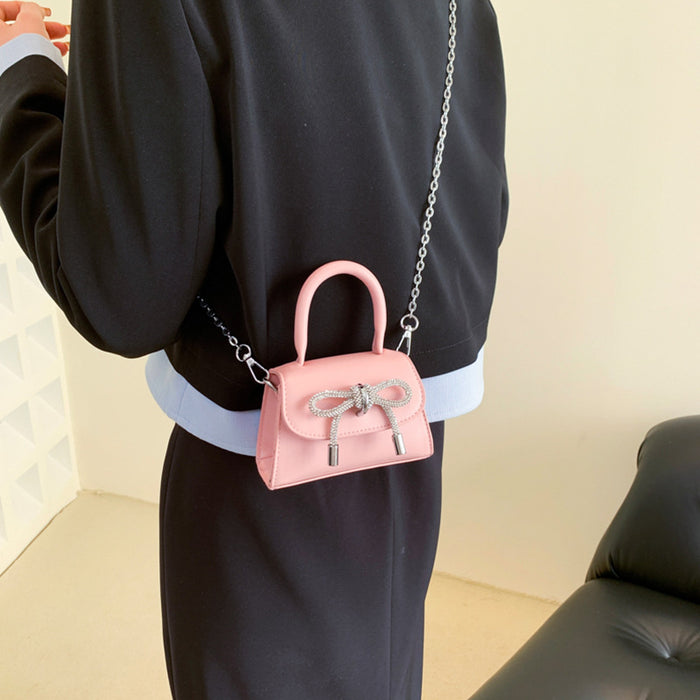 Wholesale New children's bag with diamond studded bow for girls, niche women's chain crossbody bag