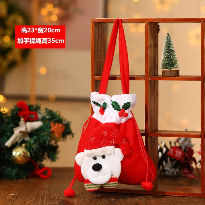 Wholesale Christmas Neck Gift Bag Happy Decal Flower Handbag Candy Bag Cartoon Children' s Handbag Apple Bag Gift Bag