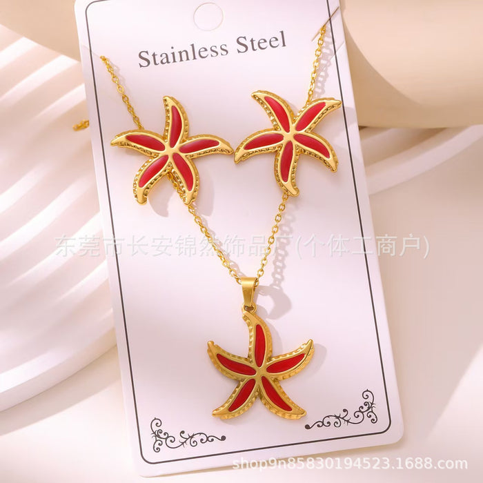 Wholesale 304 Stainless Steel Vacuum Plated Earrings and Necklace Set