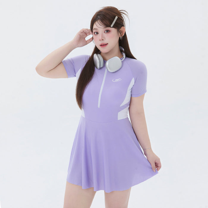 Wholesale plus size Swimsuit Polyester Sports one-piece  Casual Conservative Fat Girl's Flesh-covering Belly-covering Slimming Hot Spring Swimsuit