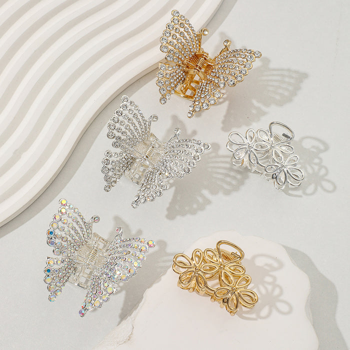 Wholesale Alloy butterfly hair clip, small size, grab clip, feminine temperament, semi tied hair accessory, new style, back of the head grab clip hair accessory